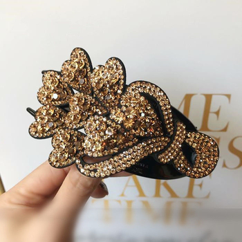 Κορεατικού στυλ φιμπά μαλλιών με στρας, για γυναίκες, χειροποίητο κλιπ καρχαρία, αξεσουάρ κεφαλιού