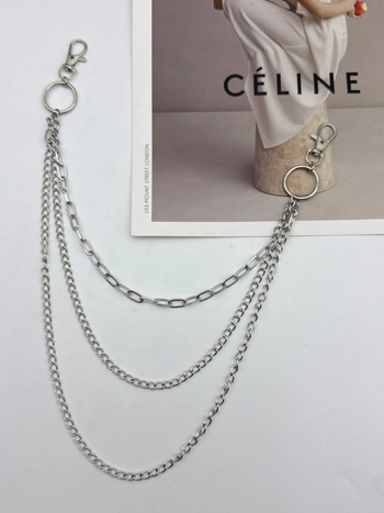 Метален синджир за панталони - унисекс PVC глянцов колан, дължина 3/4, пролет 2024, уличен хип-хоп стил