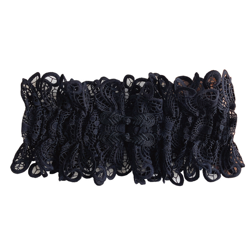 Дамски широк колан за талия с дантелена украса - тъкан плат, за рокли, елегантен и универсален, лято 2022