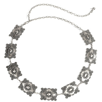 Μεταλλική αλυσίδα μέσης για γυναίκες, casual στυλ με χαραγμένα διακοσμητικά στοιχεία, μονό κύκλο, κυκλοφόρησε το χειμώνα 2024