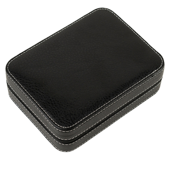 Odinė laikrodžių dėžutė su aštuoniais užtrauktukais, užtrauktukų dangtelis, dovanų įpakavimas, vidinis pamušalas