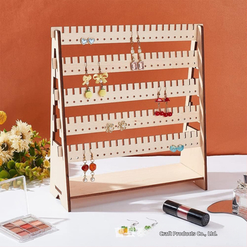 Ξύλινο σταντ προβολής σκουλαρικιών με καρφί, ενιαίο από μασίβ ξύλο, σκανδιναβικό στυλ, πολυεπίπεδη κατασκευή