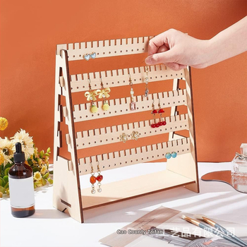 Ξύλινο σταντ προβολής σκουλαρικιών με καρφί, ενιαίο από μασίβ ξύλο, σκανδιναβικό στυλ, πολυεπίπεδη κατασκευή