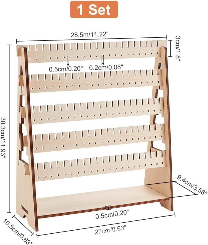 Ξύλινο σταντ προβολής σκουλαρικιών με καρφί, ενιαίο από μασίβ ξύλο, σκανδιναβικό στυλ, πολυεπίπεδη κατασκευή