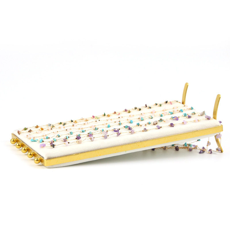 Ράφι κοσμημάτων με μεταλλικό πλαίσιο, βελούδινο περίβλημα, στυλ Maiden wind, προβολή οθόνης, κατασκευή συγκόλλησης