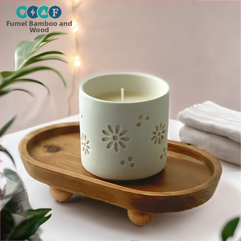 Koka apaļš trauks aromaterapijai, atslēgu uzglabāšanai un deserts plāksnei – moderns vienkāršs stils, logotipa drukāšana un personalizācija pieejama, piemērots viesnīcām, kafejnīcām un tējas dzeršanai