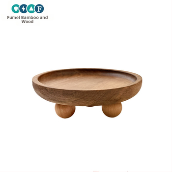 Koka apaļš trauks aromaterapijai, atslēgu uzglabāšanai un deserts plāksnei – moderns vienkāršs stils, logotipa drukāšana un personalizācija pieejama, piemērots viesnīcām, kafejnīcām un tējas dzeršanai