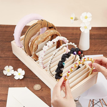 Fából készült karkötő bemutató doboz több rekesszel és állítható elválasztókkal; Modell 7-16; Ruofeng