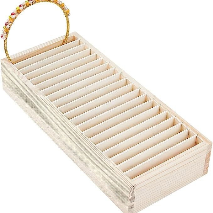 Fából készült karkötő bemutató doboz több rekesszel és állítható elválasztókkal; Modell 7-16; Ruofeng
