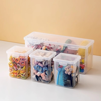 Κουτί αποθήκευσης αξεσουάρ μαλλιών, PP υλικό, ορθογώνιο, 500 ml χωρητικότητα, με καπάκι, δυνατότητα στοίβαξης