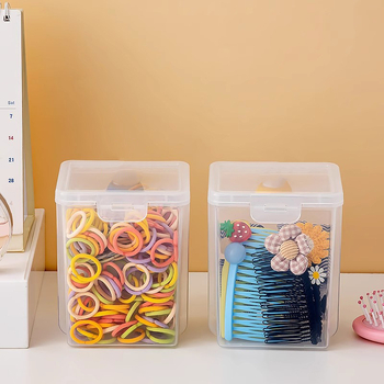 Κουτί αποθήκευσης αξεσουάρ μαλλιών, PP υλικό, ορθογώνιο, 500 ml χωρητικότητα, με καπάκι, δυνατότητα στοίβαξης
