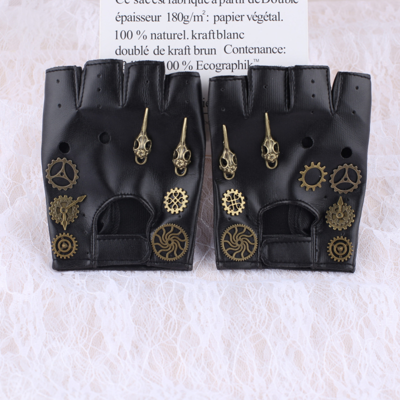 Пънк ръкавици - PU материя, полу ръчна и полу механична изработка, реквизит за костюм и грим