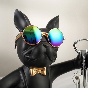 Декорация за винена поставка с форма на булдог от смола – EAZOM, модерна минималистична животинска декорация, картонена опаковка