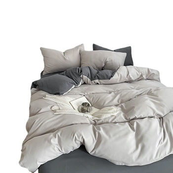 Izmazgāts kokvilnas četrdaļīgs gultas komplekts, vienkrāsains raksts, INS stils, palagu tips, reaktīvā krāsošana