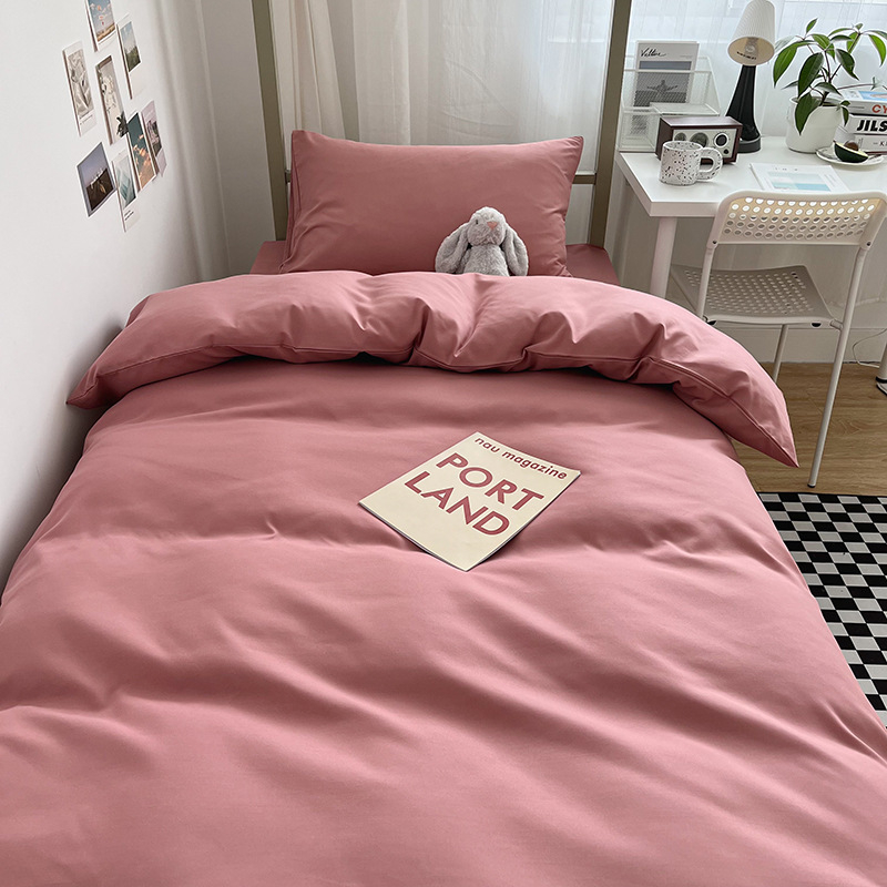Izmazgāts kokvilnas četrdaļīgs gultas komplekts, vienkrāsains raksts, INS stils, palagu tips, reaktīvā krāsošana