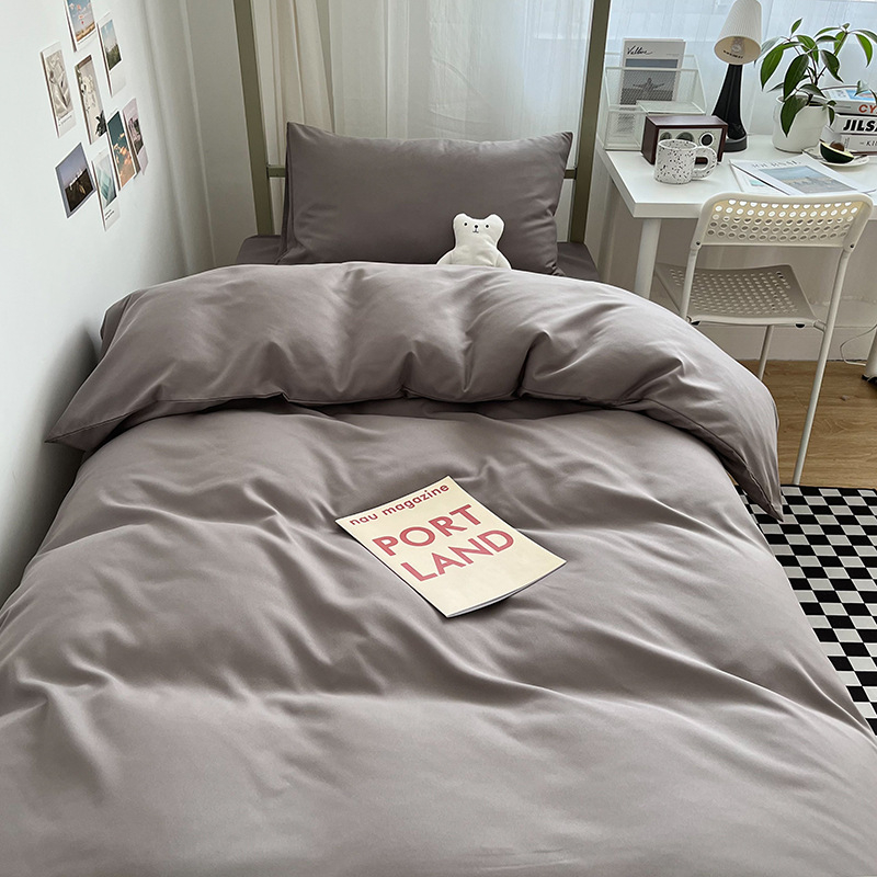 Izmazgāts kokvilnas četrdaļīgs gultas komplekts, vienkrāsains raksts, INS stils, palagu tips, reaktīvā krāsošana