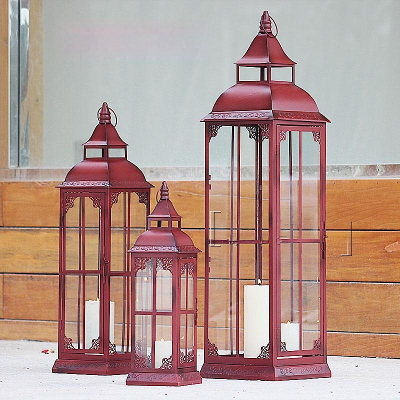 Подов фенер от ковано желязо, ретро стил, сватбени декоративни реквизити