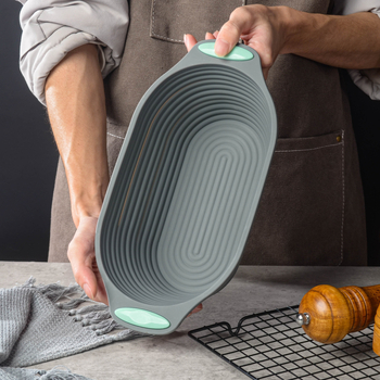Silikoninis tešlos fermentacijos krepšelis su rotango imitacija, sulankstomas, apvalios arba kvadratinės formos, Europos stiliaus kepimui duonai ir pyragams