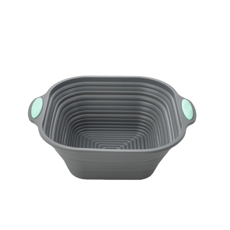 Silikoninis tešlos fermentacijos krepšelis su rotango imitacija, sulankstomas, apvalios arba kvadratinės formos, Europos stiliaus kepimui duonai ir pyragams