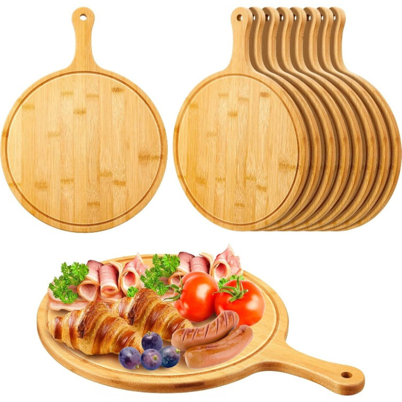 Bambusa apaļā griešanas dēle ar rokturi, nordiskais stils, pielāgošana pieejama