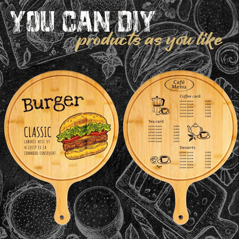 Bambusa apaļā griešanas dēle ar rokturi, nordiskais stils, pielāgošana pieejama