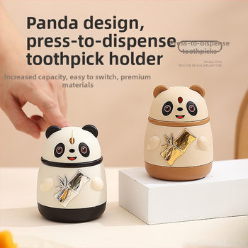 Кутия за клечки за зъби – карикатурен дизайн Гигантска панда, механизъм за натискане, пластмаса, произход Гуандун, възможност за персонализация