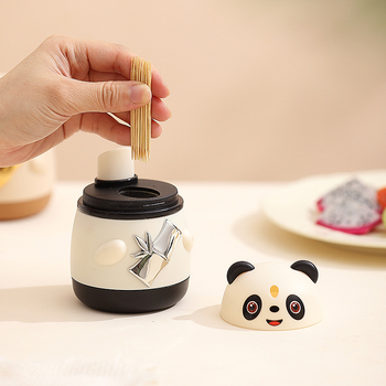 Кутия за клечки за зъби – карикатурен дизайн Гигантска панда, механизъм за натискане, пластмаса, произход Гуандун, възможност за персонализация