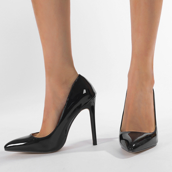 Γυναικείες γόβες με μυτερό δάχτυλο, υπερυψωμένο τακούνι, PU επάνω μέρος, καουτσούκ σόλα