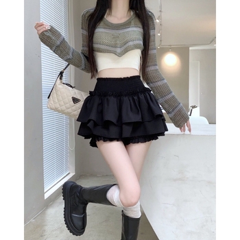 Φούστα Cake με υψηλή μέση και αδυνατιστική γραμμή, μονόχρωμη, μίνι μήκος, 95% πολυεστέρας, Καλοκαίρι 2024