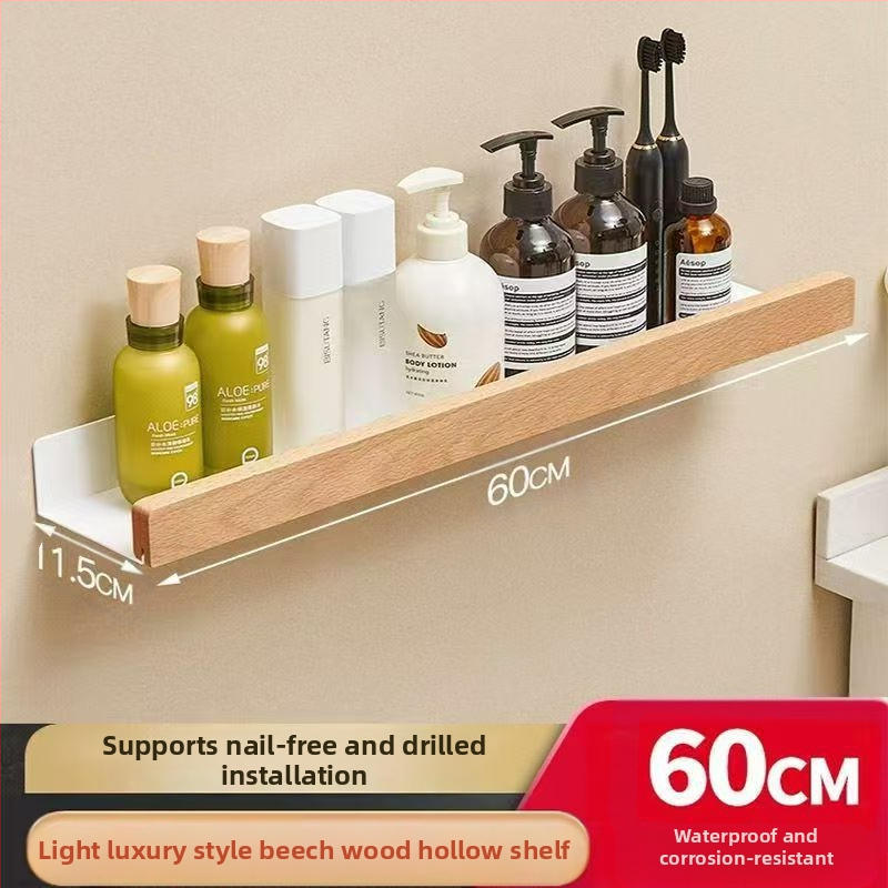 Massīvā koka uzglabāšanas plaukts – valriekstu koks, plašāks dizains, sienas piestiprināšana bez urbšanas, paredzēts vannas istabai izlietnei, 1 līmenis, slodze 15 kg, modelis 1016, virsma: koka vaskošana ar eļļu