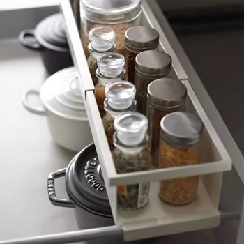 Virtuvės stalčiaus laikiklis su sluoksniu, ištraukiama atskyrimo lentyna, be gręžimo (Prekės ženklas Likewei; Medžiaga: anglies plienas; Stilius: šiuolaikinis paprastumas; Funkcija: be gręžimo; Kategorija: prieskonių laikiklis)