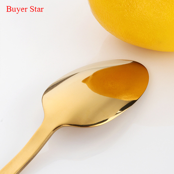 Buyer Star 304 nerūdijančio plieno vakarietiški stalo įrankiai rinkinys – 1 peilis, 2 šakutės, 2 šaukštai, šiuolaikiškas minimalistinis stilius, veidrodinis poliravimas