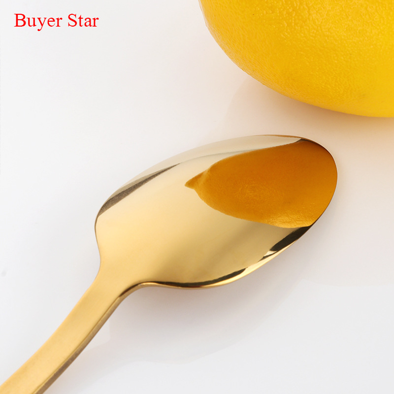 Buyer Star 304 nerūdijančio plieno vakarietiški stalo įrankiai rinkinys – 1 peilis, 2 šakutės, 2 šaukštai, šiuolaikiškas minimalistinis stilius, veidrodinis poliravimas