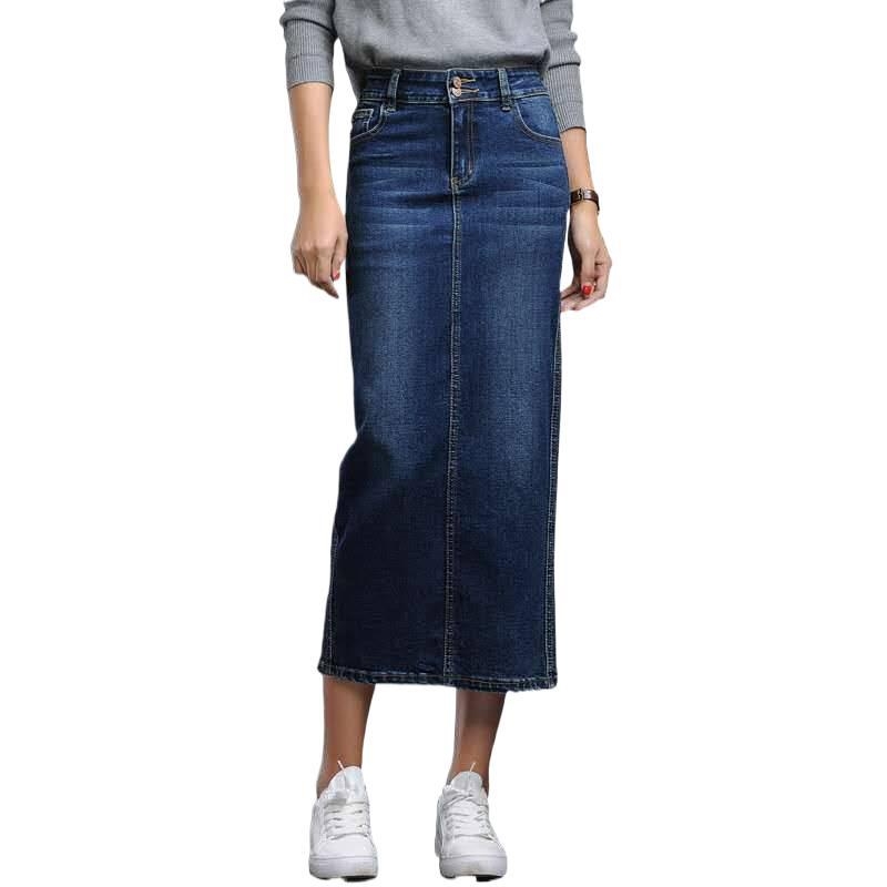 Ženska traper suknja visokog struka, elastična, sa stražnjim prorezom, korejski stil casual, prikladna za proljeće i jesen