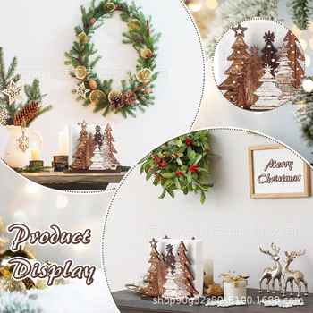 Ξύλινη θήκη χαρτοπετσέτων σε σχήμα χριστουγεννιάτικου δέντρου – επιτραπέζιο ράφι οργάνωσης, 1 επίπεδο, Αμερικάνικο αγροτικό στυλ