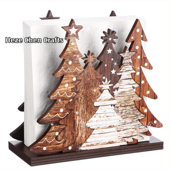Ξύλινη θήκη χαρτοπετσέτων σε σχήμα χριστουγεννιάτικου δέντρου – επιτραπέζιο ράφι οργάνωσης, 1 επίπεδο, Αμερικάνικο αγροτικό στυλ
