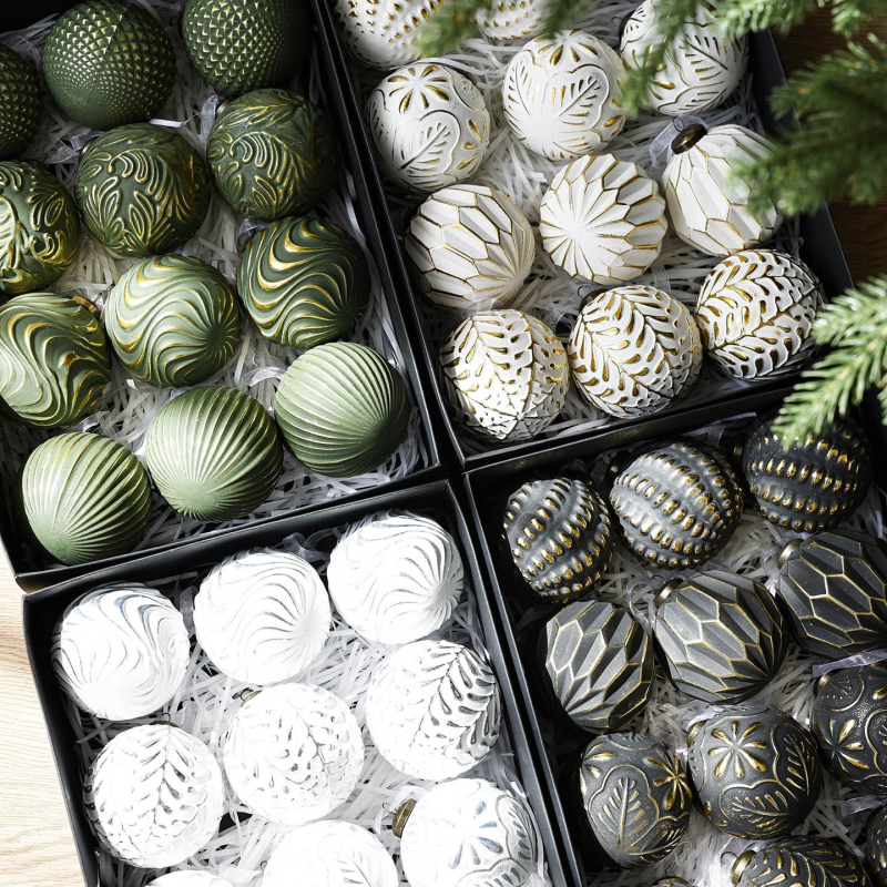 Пластмасов набор от коледни топки, изящен стил, марка BR, код на продукта 07SDQ03, коледна украса