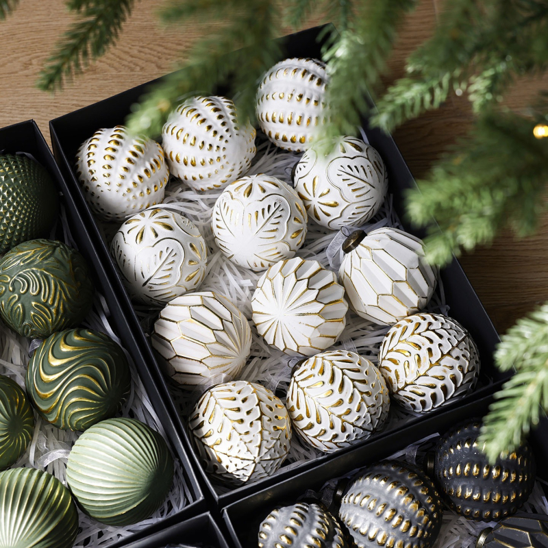 Пластмасов набор от коледни топки, изящен стил, марка BR, код на продукта 07SDQ03, коледна украса