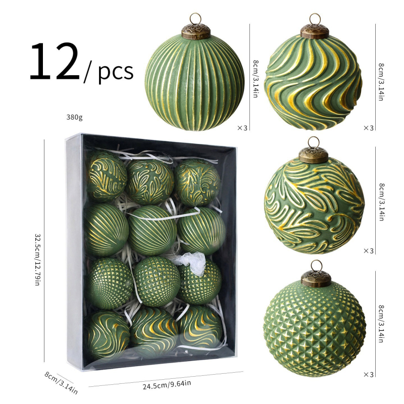 Пластмасов набор от коледни топки, изящен стил, марка BR, код на продукта 07SDQ03, коледна украса
