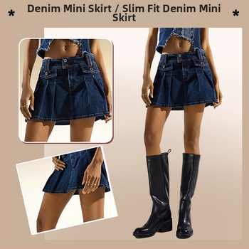 Μίνι φούστα γραμμής Α με υψηλή μέση, μονόχρωμη βαμβακερή σύνθεση 95%+, καλοκαίρι 2025, ιαπωνοκορεατικό casual στυλ