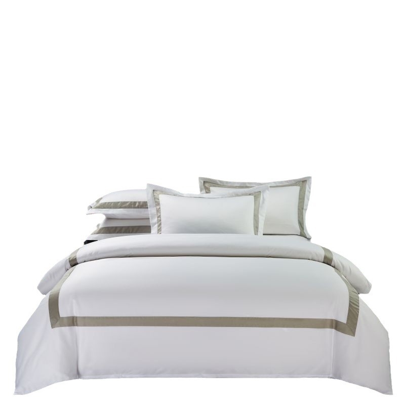 Četrdaļīgs gultas veļas komplekts no garām šķiedrām kokvilnas, satīna audums, reaktīvā krāsošana, vienkrāsains, viesnīcas stils