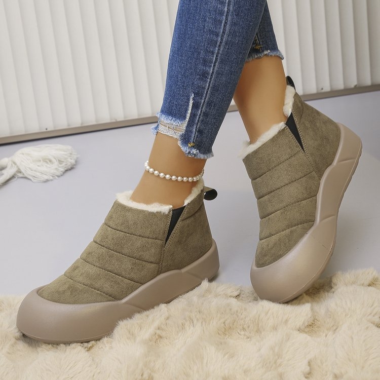 Ziemas sniegā zābaki ar siltu mākslīgā pūka augšējo daļu, gumijas zole, vidēja augšējā daļa, ūdensnecaurlaidīgi, iekšējā odere no mākslīgās kažokādas