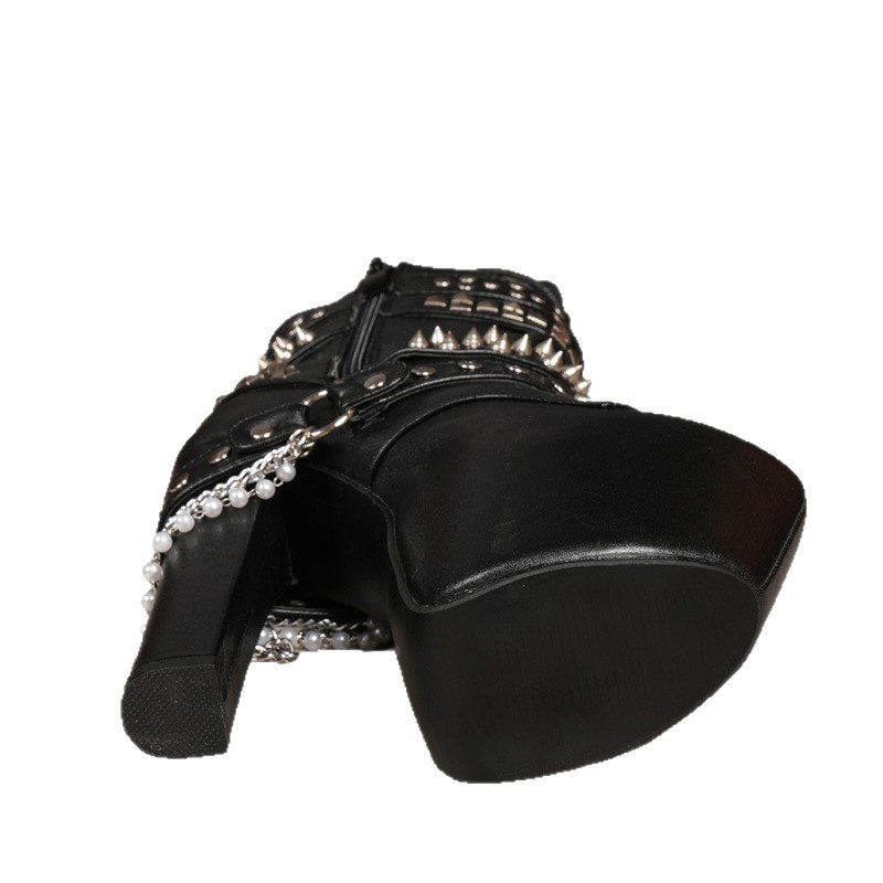 Ženske gležnjače s visokim petama od 16 cm, debelim potplatom, vodootporne, PU gornji dio, bočni zatvarač