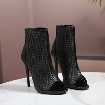 Πέδιλα με σχήμα ψαριού, Κορεατικό στυλ, τακούνι στίλετο >8 cm, φερμουάρ πίσω, επένδυση PU, σόλα από καουτσούκ