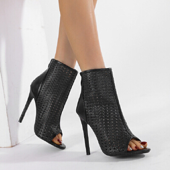 Πέδιλα με σχήμα ψαριού, Κορεατικό στυλ, τακούνι στίλετο >8 cm, φερμουάρ πίσω, επένδυση PU, σόλα από καουτσούκ