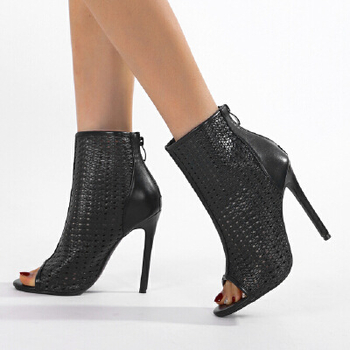 Πέδιλα με σχήμα ψαριού, Κορεατικό στυλ, τακούνι στίλετο >8 cm, φερμουάρ πίσω, επένδυση PU, σόλα από καουτσούκ