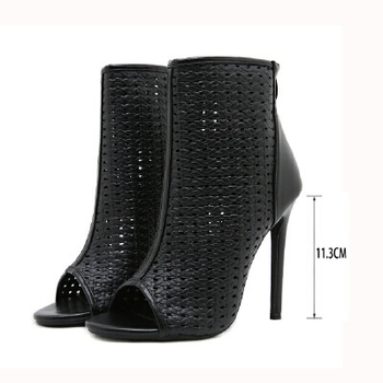 Πέδιλα με σχήμα ψαριού, Κορεατικό στυλ, τακούνι στίλετο >8 cm, φερμουάρ πίσω, επένδυση PU, σόλα από καουτσούκ