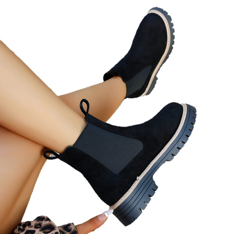 Ženske Chelsea čizme, okrugli vrh, niski gležanj, PU gornji dio, gumena potplata, srednja peta 3-5 cm