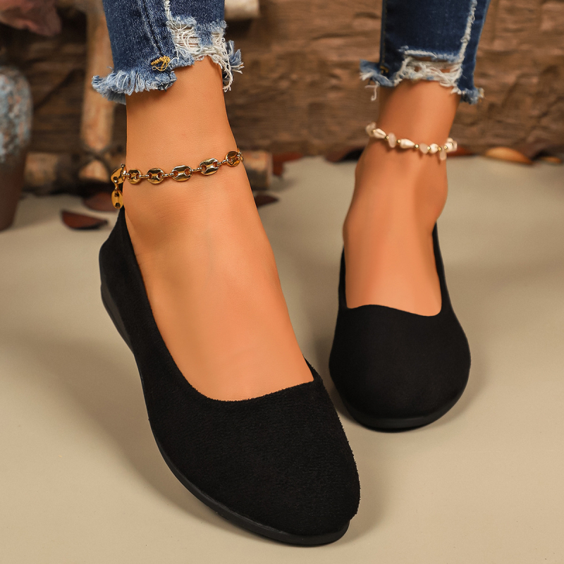 Fuxuan ženske PU ravne cipele, kvadratni vrh, slip-on, 3–5 cm klinasti pet, PU ulošak