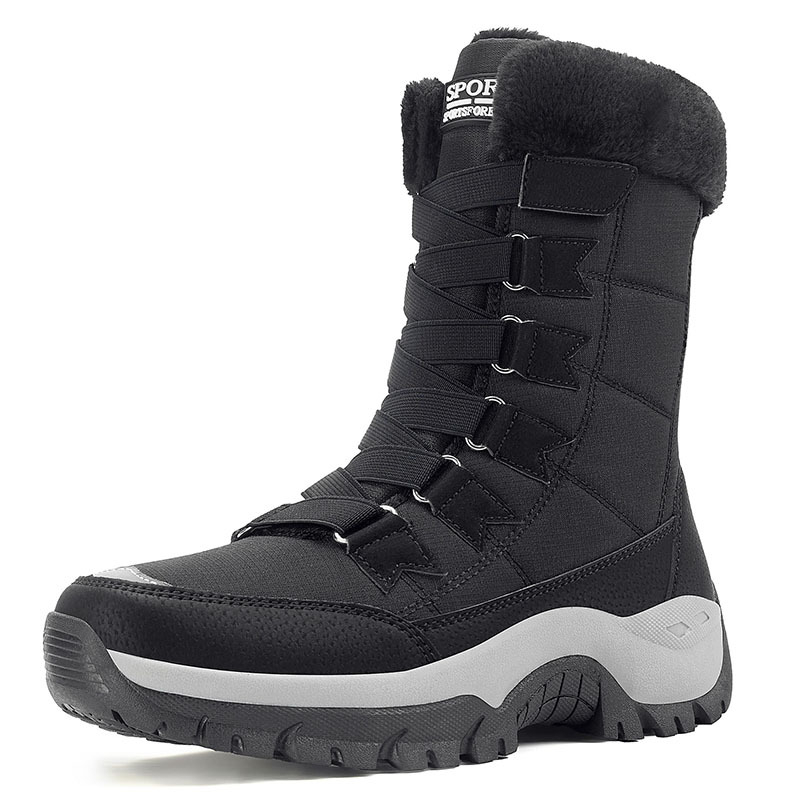 Sniega zābaki sievietēm ziemai - ar vilnas oderi, augsts kāju augšdaļas augstums, Velcro aizdare, pretslīdes TPR zole